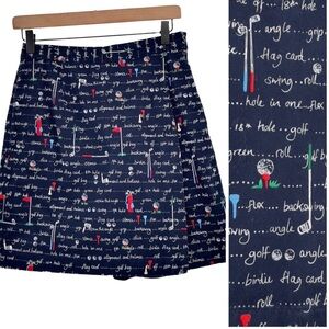 Vintage Liz Claiborne Golf Skirt Skort 100% Cotton Navy Blue Novelty Print | 6